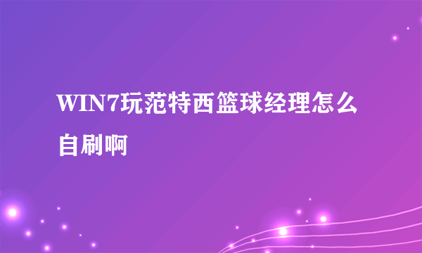 WIN7玩范特西篮球经理怎么自刷啊