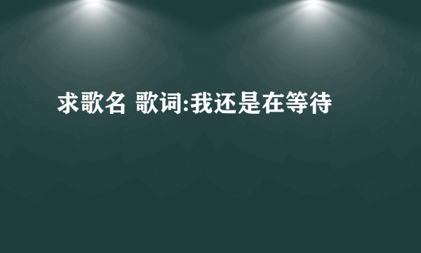 求歌名 歌词:我还是在等待