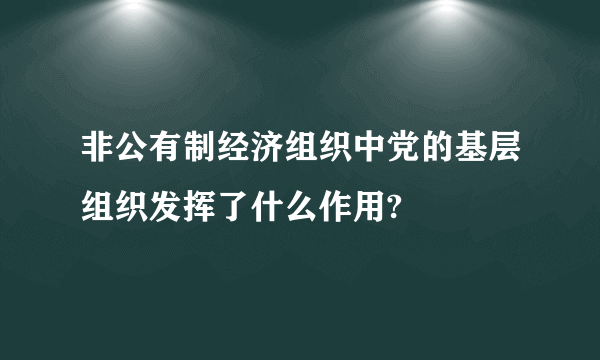 非公有制经济组织中党的基层组织发挥了什么作用?