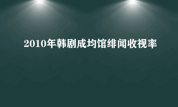 2010年韩剧成均馆绯闻收视率