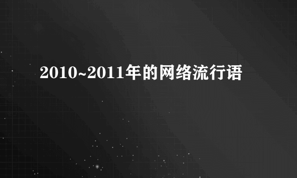 2010~2011年的网络流行语