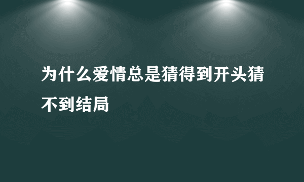 为什么爱情总是猜得到开头猜不到结局