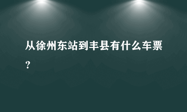 从徐州东站到丰县有什么车票？