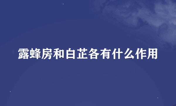 露蜂房和白芷各有什么作用