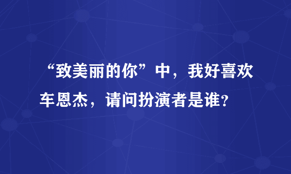 “致美丽的你”中，我好喜欢车恩杰，请问扮演者是谁？