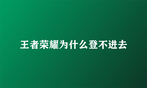 王者荣耀为什么登不进去