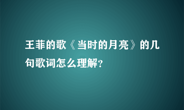 王菲的歌《当时的月亮》的几句歌词怎么理解？