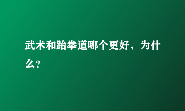 武术和跆拳道哪个更好，为什么？