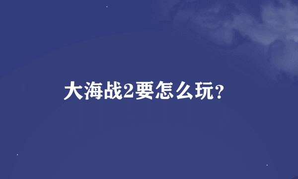 大海战2要怎么玩？