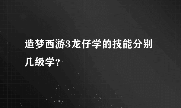 造梦西游3龙仔学的技能分别几级学？