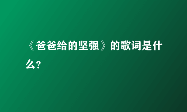 《爸爸给的坚强》的歌词是什么？