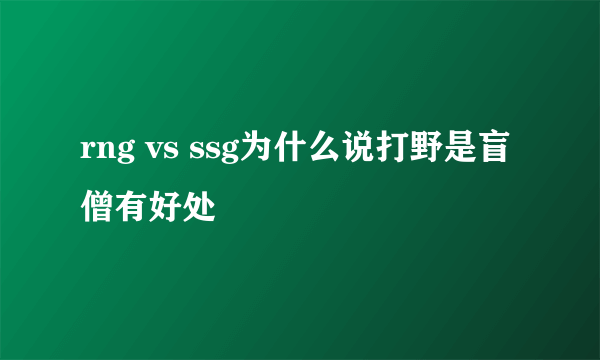 rng vs ssg为什么说打野是盲僧有好处