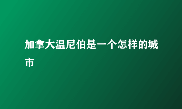 加拿大温尼伯是一个怎样的城市