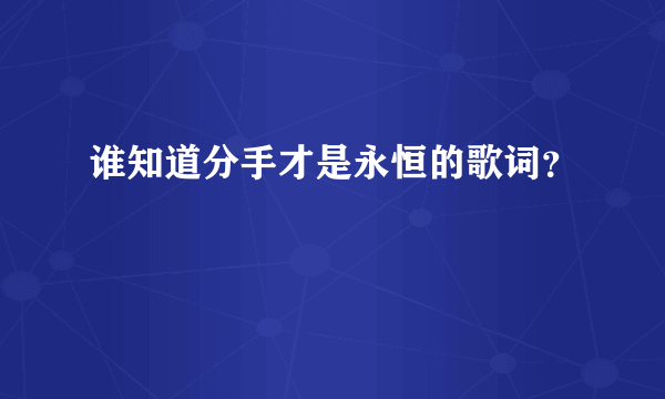 谁知道分手才是永恒的歌词？