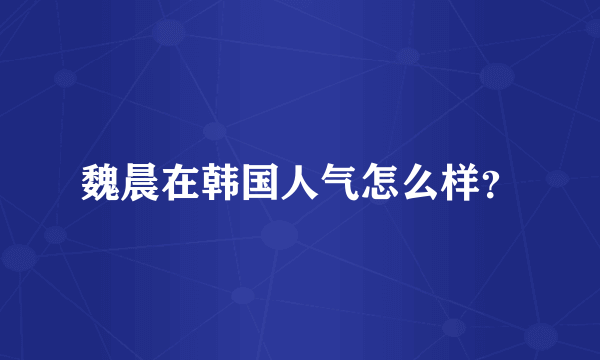 魏晨在韩国人气怎么样？