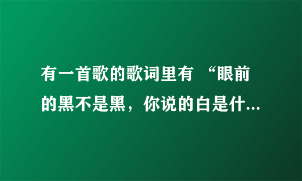 有一首歌的歌词里有 “眼前的黑不是黑，你说的白是什么白” 的歌名是什么