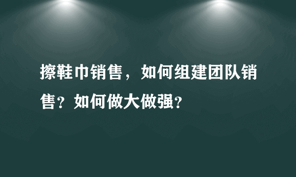 擦鞋巾销售，如何组建团队销售？如何做大做强？