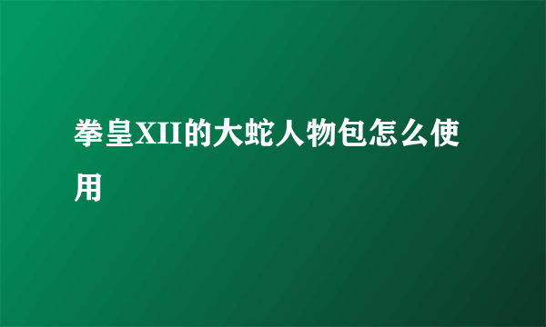 拳皇XII的大蛇人物包怎么使用