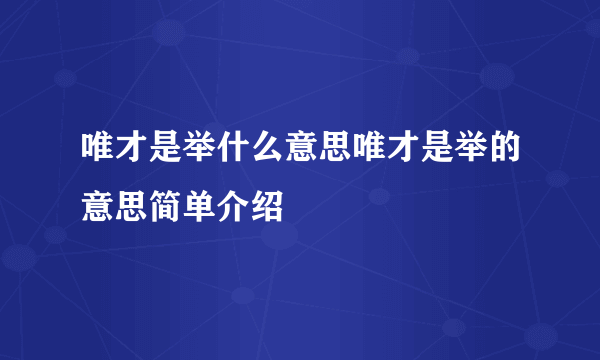 唯才是举什么意思唯才是举的意思简单介绍