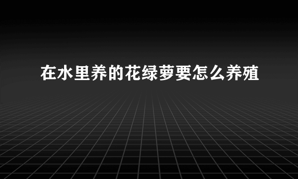 在水里养的花绿萝要怎么养殖