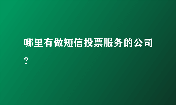 哪里有做短信投票服务的公司？