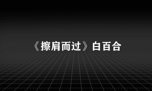 《擦肩而过》白百合