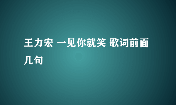 王力宏 一见你就笑 歌词前面几句