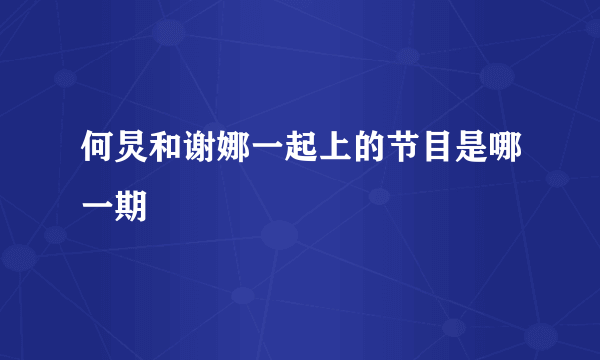 何炅和谢娜一起上的节目是哪一期