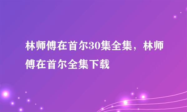 林师傅在首尔30集全集，林师傅在首尔全集下载