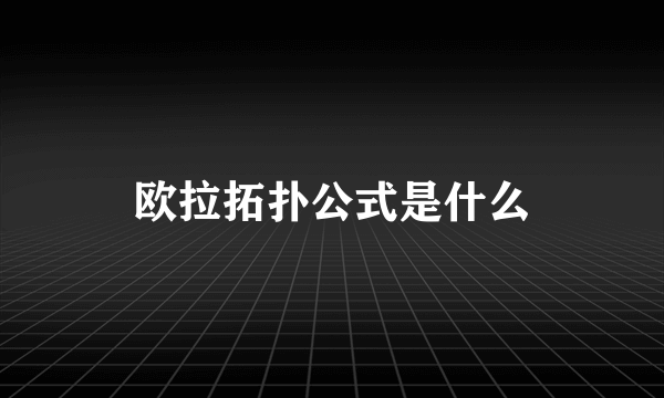 欧拉拓扑公式是什么