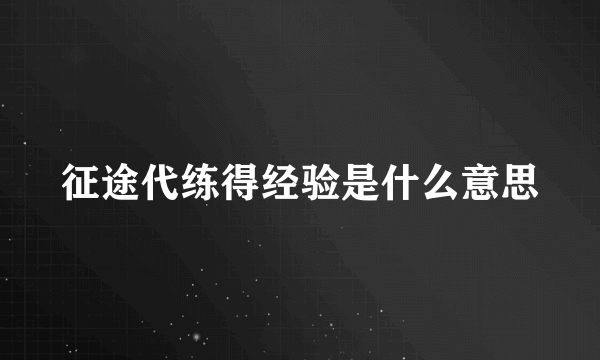 征途代练得经验是什么意思