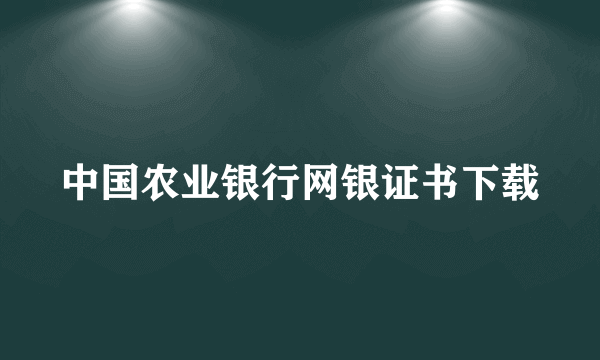 中国农业银行网银证书下载