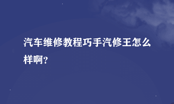 汽车维修教程巧手汽修王怎么样啊？