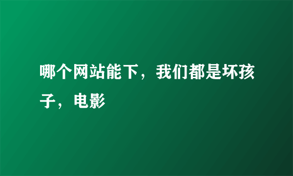 哪个网站能下，我们都是坏孩子，电影