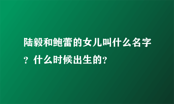 陆毅和鲍蕾的女儿叫什么名字？什么时候出生的？