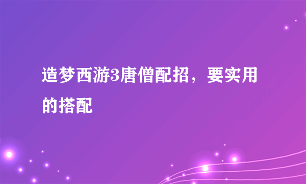 造梦西游3唐僧配招，要实用的搭配