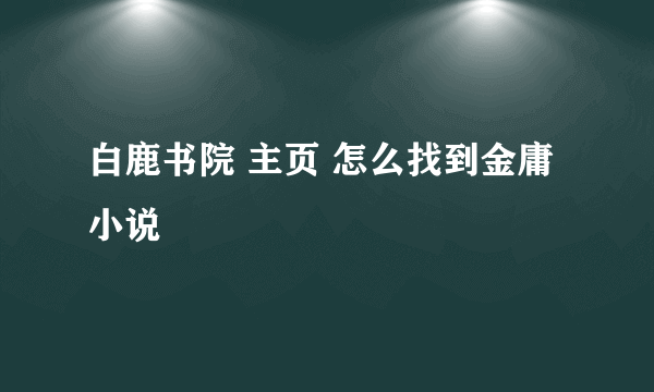 白鹿书院 主页 怎么找到金庸小说