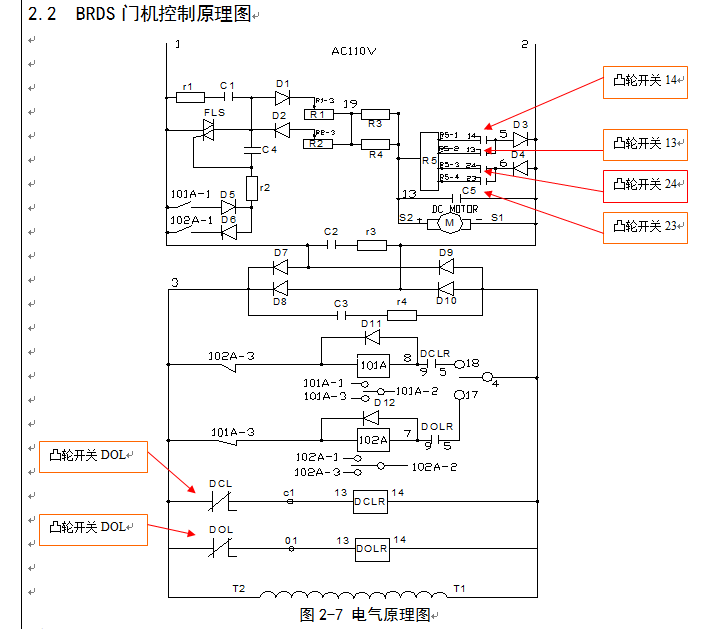 电梯直流门机系统工作原理图（电器部分）