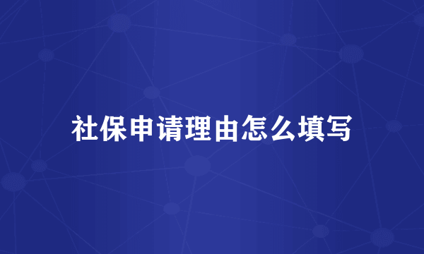 社保申请理由怎么填写