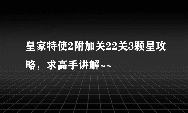 皇家特使2附加关22关3颗星攻略，求高手讲解~~