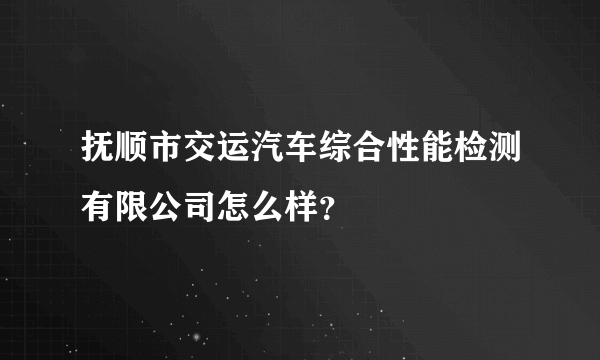 抚顺市交运汽车综合性能检测有限公司怎么样？