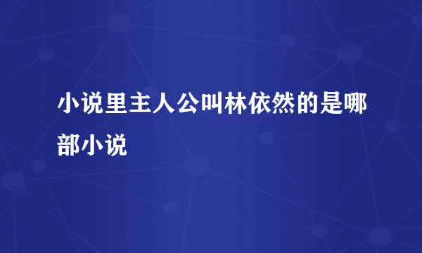 小说里主人公叫林依然的是哪部小说