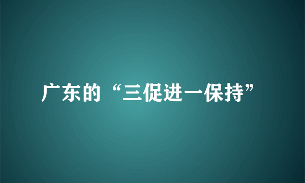 广东的“三促进一保持”