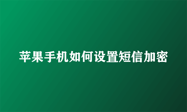 苹果手机如何设置短信加密