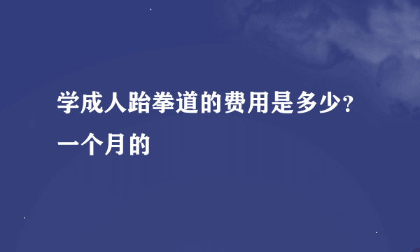 学成人跆拳道的费用是多少？一个月的