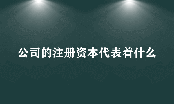 公司的注册资本代表着什么