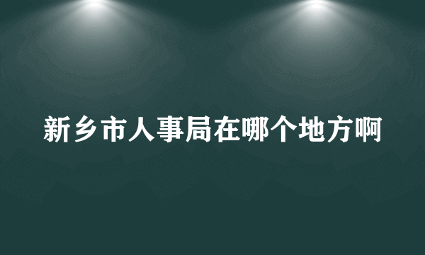 新乡市人事局在哪个地方啊