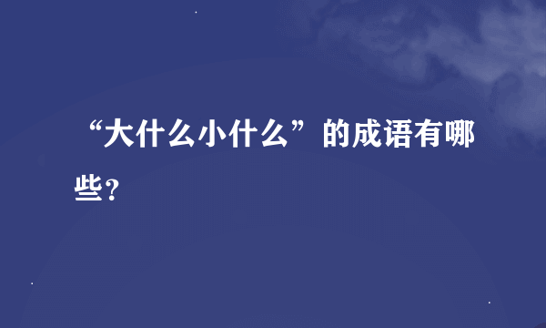 “大什么小什么”的成语有哪些？