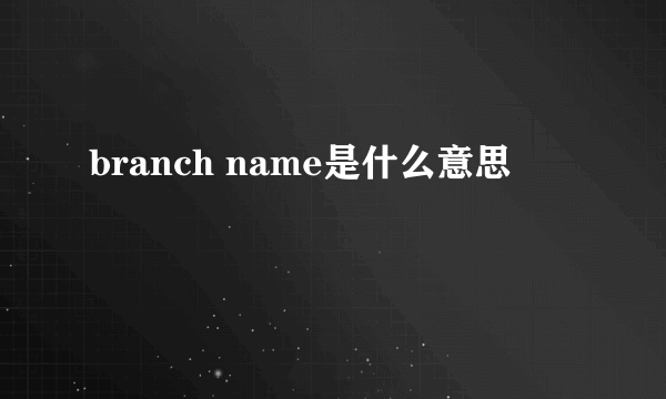 branch name是什么意思