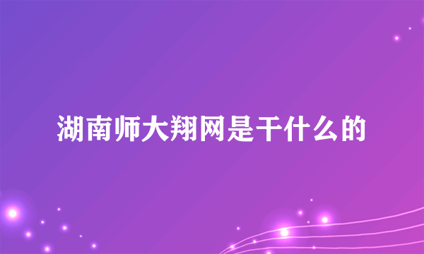 湖南师大翔网是干什么的